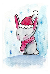 Cute puppy watercolor for Christmas
