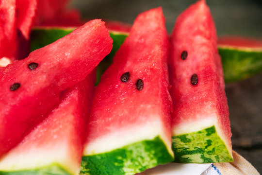 Watermelon pieces.Close up.