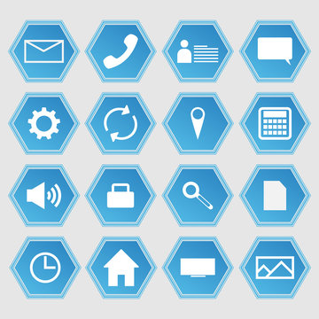 Set of transparent icons in the style of futuristic technology.