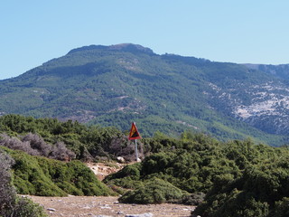Widok na lądową część greckiej wyspy Thassos