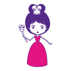 queen with crown and scepter and dress on color sections silhouette