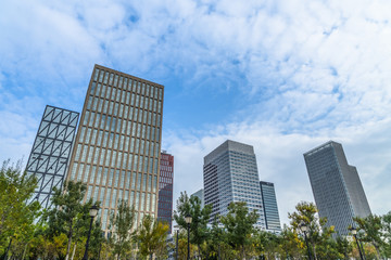 Obraz premium architectural complex against sky in downtown tianjin, china.