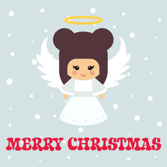 cartoon christmas angel with text