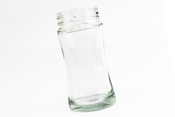 The transparent glass of bottle with a spiral on top