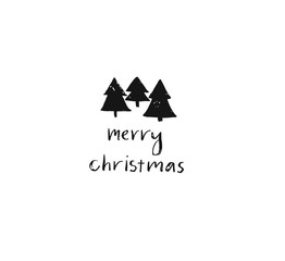 Hand drawn vector Merry Christmas rough freehand graphic greeting design element with handwritten modern calligraphy phase Merry Christmas isolated on white background