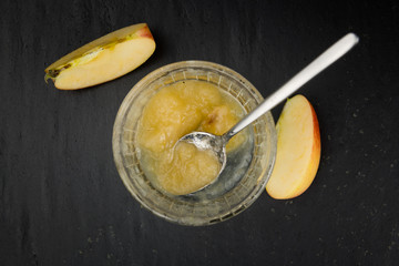 Slate slab with homemade Applesauce