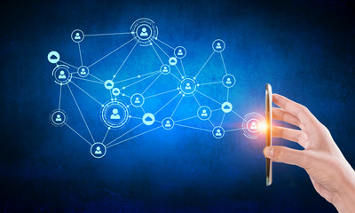 Devices connecting people . Mixed media