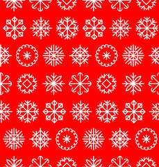 Big vector snowflakes set in flat style. Colorful Christmas texture, New Year pattern. Nativity elements.
