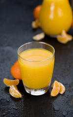 Homemade Tangerine Juice (close-up shot)