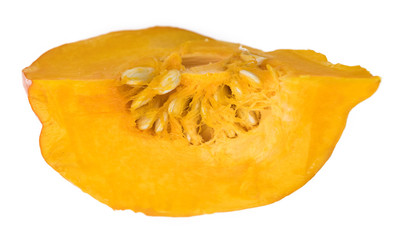 Pumpkin (close-up shot) isolated on white background