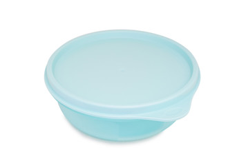 Modern blue plastic food container with isolated