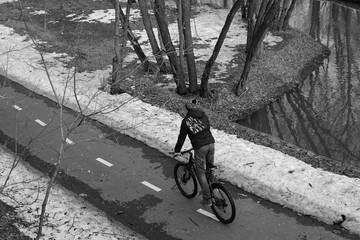 Spring. First trip by bicycle