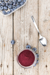 Blueberry Powder close-up shot, selective focus