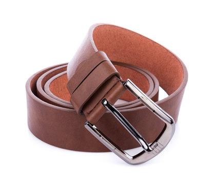 Leather belt isolated on white background