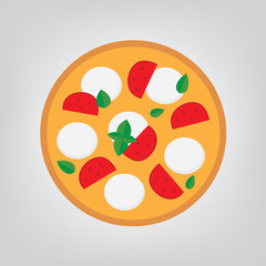 pizza matgherita with mozzarella cheese, tomato and basil- vector illustration