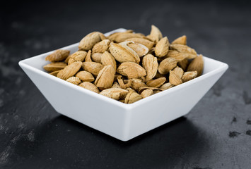 Portion of roasted Almonds (in the shell)