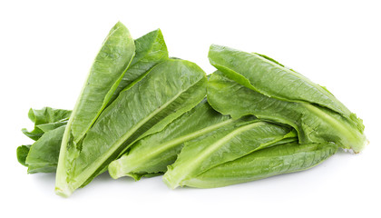 fresh cos lettuce isolated on white background