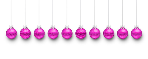 
Christmas balls background. Set of Christmas balls with ribbon
