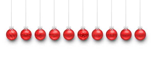 
Christmas balls background. Set of Christmas balls with ribbon