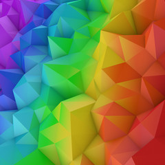 Colorful gradient low poly geometric surface abstract 3D rendering