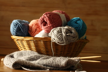 Korb, Wolle, bunt, stricken