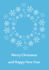 blue greeting card for christmas - vector leaflet