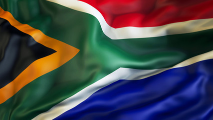 Waiving flag of South Africa
