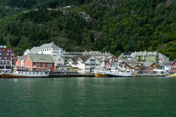 Fototapeta na wymiar Odda City in Hordaland region, in Sorfjorden, Norway