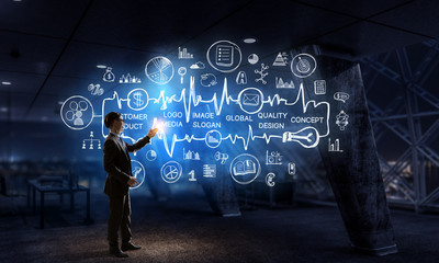 Working till late night. Mixed media