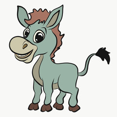 Funny and happy young donkey