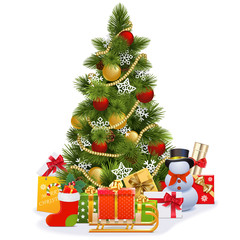 Vector Christmas Tree with Sledge
