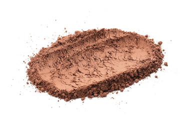 Heap of healthy cocoa powder on white background