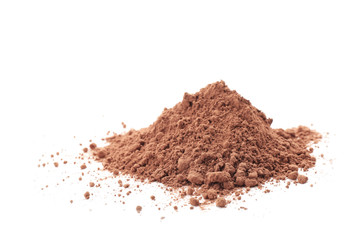 Fototapeta na wymiar Heap of healthy cocoa powder on white background