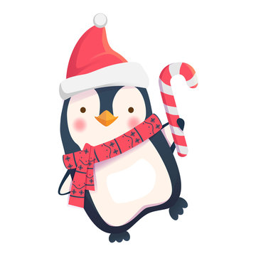 penguin with christmas candy