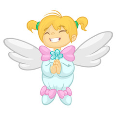 Cute happy Christmas angel character. Vector illustration isolated