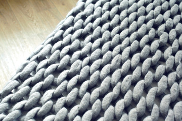 Grey knit giant plaid