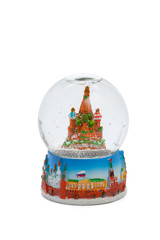 Snow globe travel souvenier destination isolated on white background