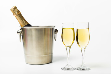 champagne on a white background