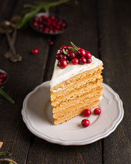Honey nut ginger and carrot cake decorated with cranberries and rosemary. Perfect Christmas baked goods that you want to eat!)