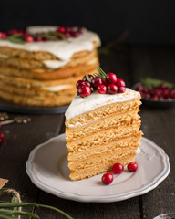 Honey nut ginger and carrot cake decorated with cranberries and rosemary. Perfect Christmas baked goods that you want to eat!)