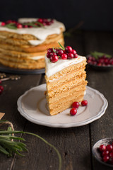 Honey nut ginger and carrot cake decorated with cranberries and rosemary. Perfect Christmas baked goods that you want to eat!)