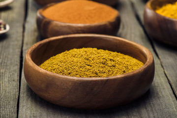 Wooden Bowls with turmeric