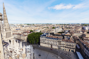 Fototapeta na wymiar Aerial panorama of Bordeaux