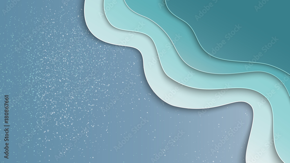 Poster Blue abstract paper cut background with copyspace for place the text and banner template design.Vector illustration.