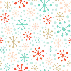 Stylized snowflakes and snow. Simple seamless vector pattern. - 180868812