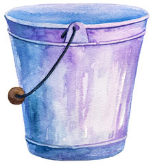 Metallic bucket watercolour on white background - 180869642