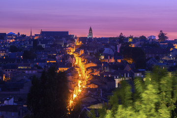 Panorama of Poitiers at sunset with Notre-Dame la Grande