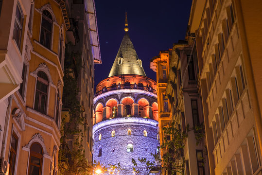 View of the Galata Tower at night