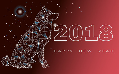 Fototapeta na wymiar happy new year, 2018 year dog, design zodiac, poster, postcards, for banners, posters, brochures, leaflets,Place for your text. Vector illustration