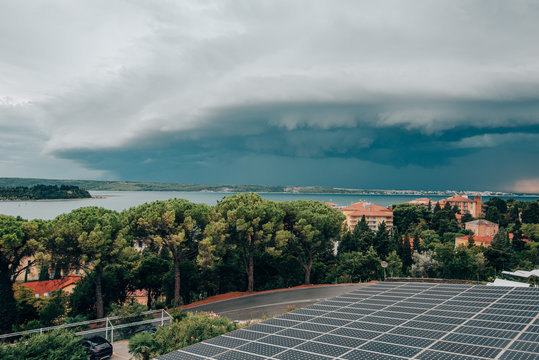 Stormy clouds over the Portoroz at Adriatic sea